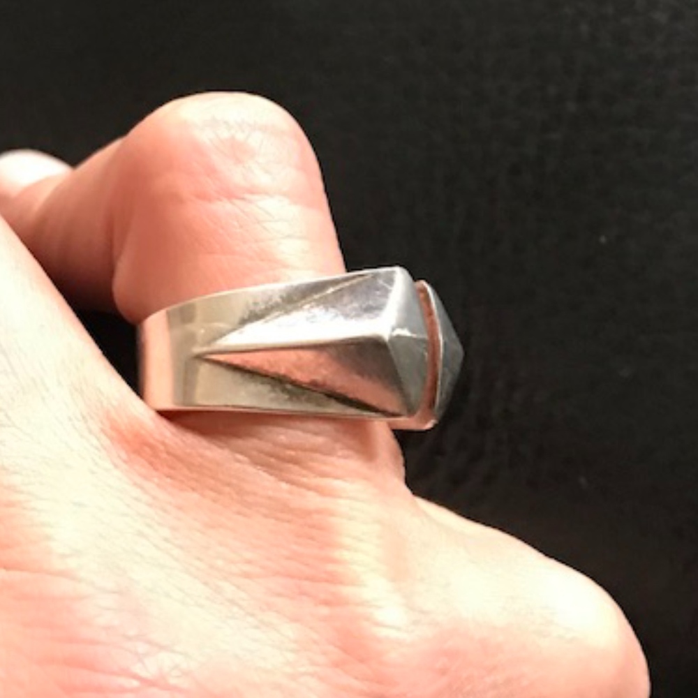 Sold- do it bid Anna Greta Eker Sterling Prism ring sz 6 - Picture 7 of 8